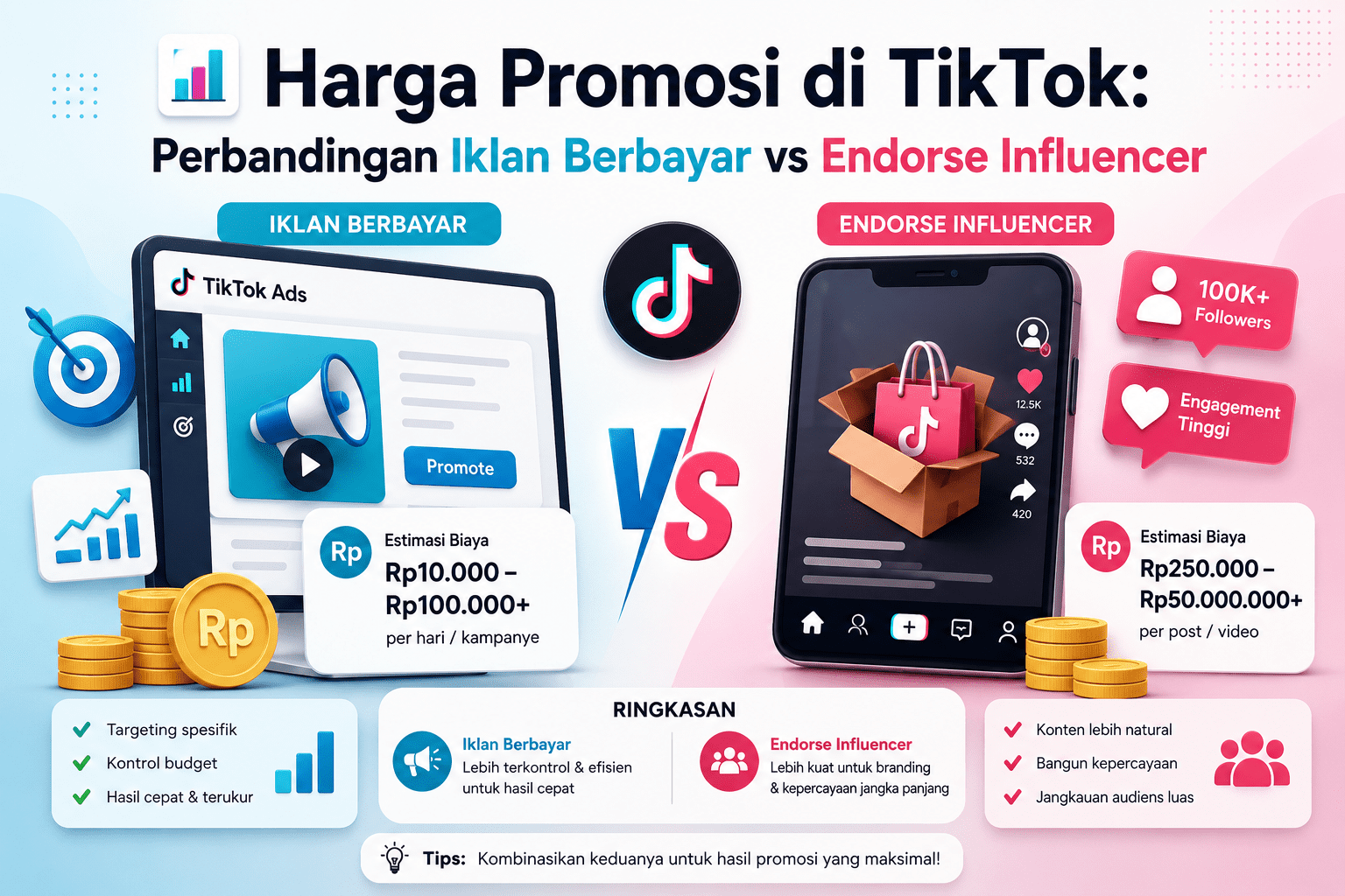 Harga Promosi di TikTok Perbandingan Iklan Berbayar vs Endorse Influencer