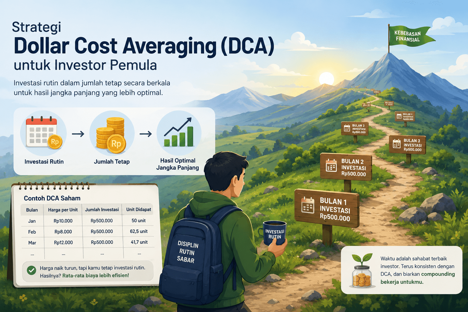 Strategi Dollar Cost Averaging (DCA) untuk Investor Pemula: Investasi Rutin, Risiko Turun